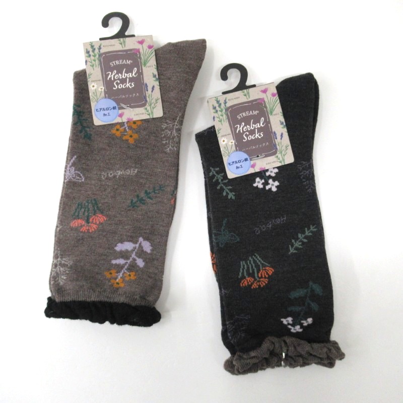 STREAM ハーブ柄エハイクルーソックス